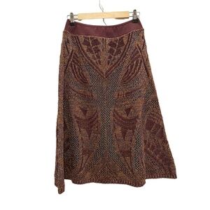 CECILIA PRADO Knit Sweater Skirt Size M Metallic Geometric Midi Maxi Bohemian